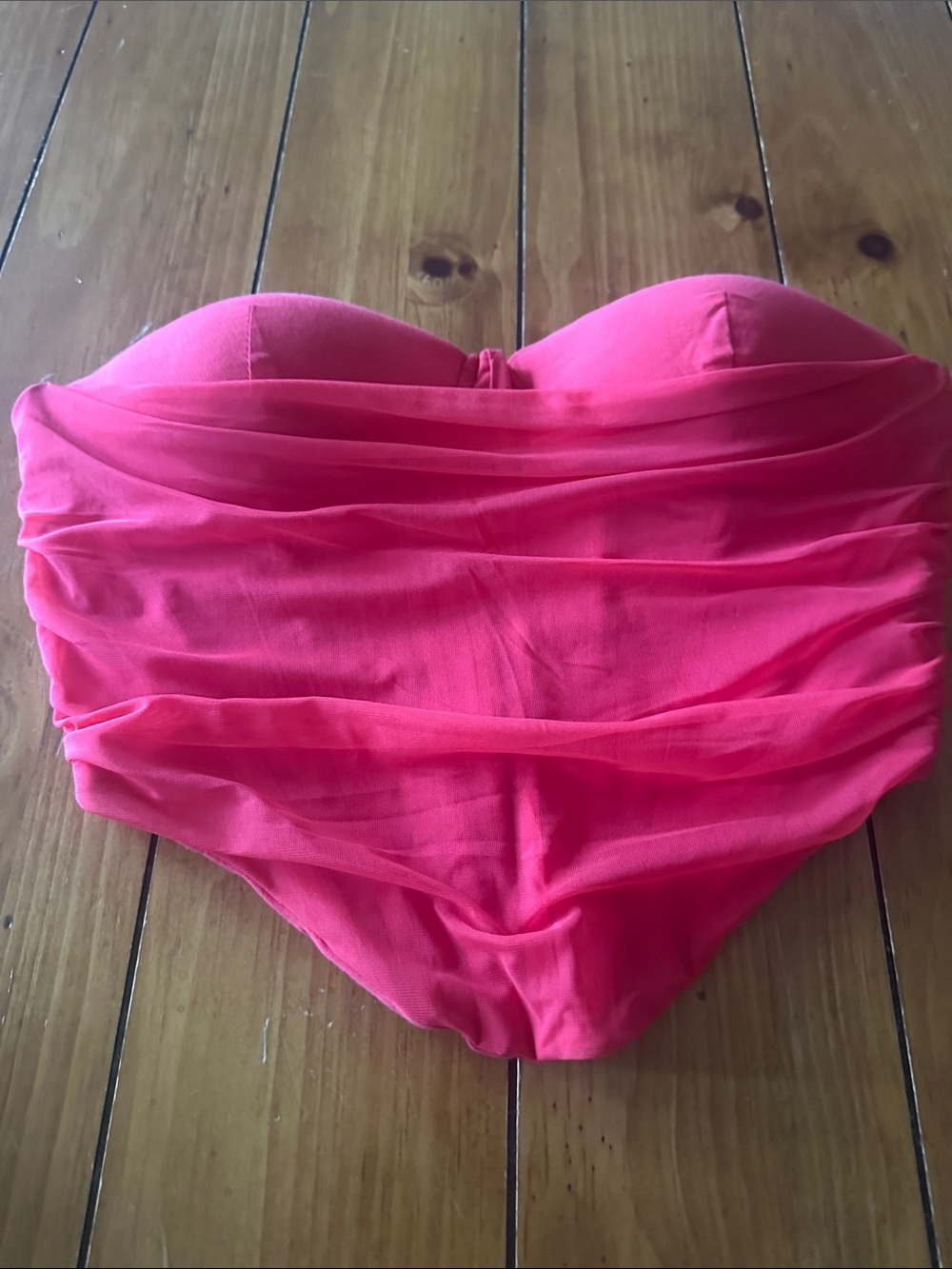 Strapless Ruched Red Top